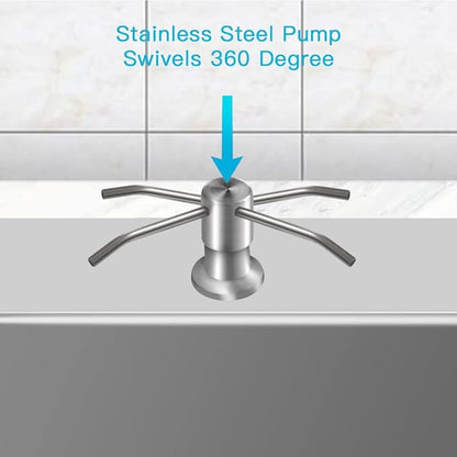 OHiHi Dish Soap Dispenser for Kitchen Sink (Brushed Nickel), Countertop Sink Soap Dispenser Water Pump with 47” No-Spill Extension Tube Kit Design for Kitchen Bathroom, No More Refills （Sliver） - Image 2