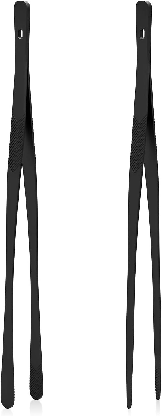 Tifanso Kitchen Tongs for Cooking - 2PCS 12" Stainless Steel Cooking Tongs Tweezers, Metal Fine Kitchen Utensils with Precision Serrated Tips, Professional Chef Tweezers for Serving, BBQ, Pasta, Salad by tifanso