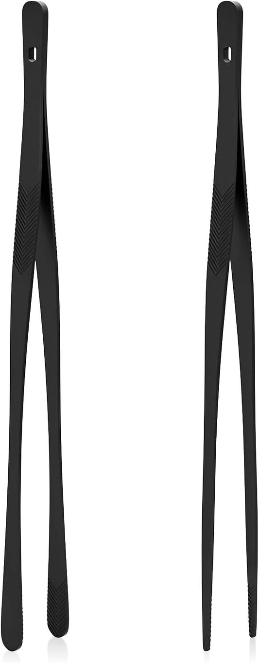 Tifanso Kitchen Tongs for Cooking - 2PCS 12" Stainless Steel Cooking Tongs Tweezers, Metal Fine Kitchen Utensils with Precision Serrated Tips, Professional Chef Tweezers for Serving, BBQ, Pasta, Salad by tifanso