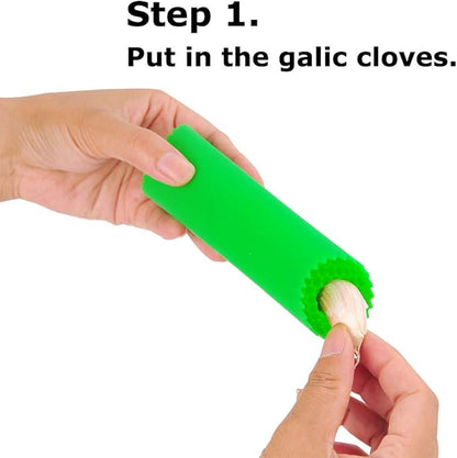 2 Set Peeler Silicone Easy Roll Tube Useful Garlic Odorfree Kitchen Tool (Yellow,Green) - Image 2