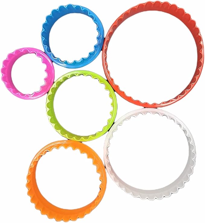 Handy Housewares 6pc Scalloped Biscuit/Cookie Dough Cutter Set, Round & Flower Edged, Dishwasher Safe, Plastic