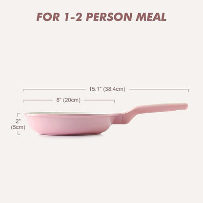 SENSARTE Nonstick Ceramic Frying Pan 8-Inch, Healthy Non Toxic Skillet, Induction Compatible Omelet Pan with Heat Resistant Handle, PFAS-Free, Pink - Image 7