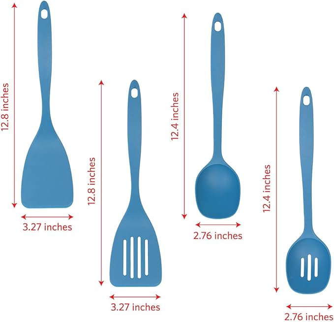 Glad Kitchen Utensils Set, 8pcs - Nonstick Cooking Tools with Utensil Holder - Nylon Spoon, Ladle, Skimmer, Spaghetti Server, and Turner Spatula Set - Dishwasher Safe, Blue - Image 4