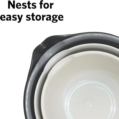 Glad Mixing Bowls with Pour Spout, Set of 4 - Nesting Plastic Bowls (1.2qt, 1.9qt, 2.8qt, and 3qt with Handle) - Non Slip Base, Dishwasher Safe Kitchen Cooking and Baking Supplies, Grey - Image 4