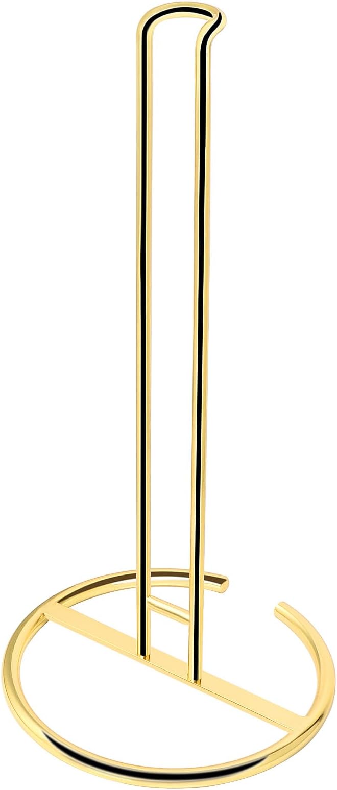 NearMoon Paper Towel Holder, Sturdy Paper Towel Stand Dispenser-All Metal, Standard or Jumbo-Sized for Kitchen Countertop, Farmhouse, Living Room (1 Pack, Gold) by NearMoon