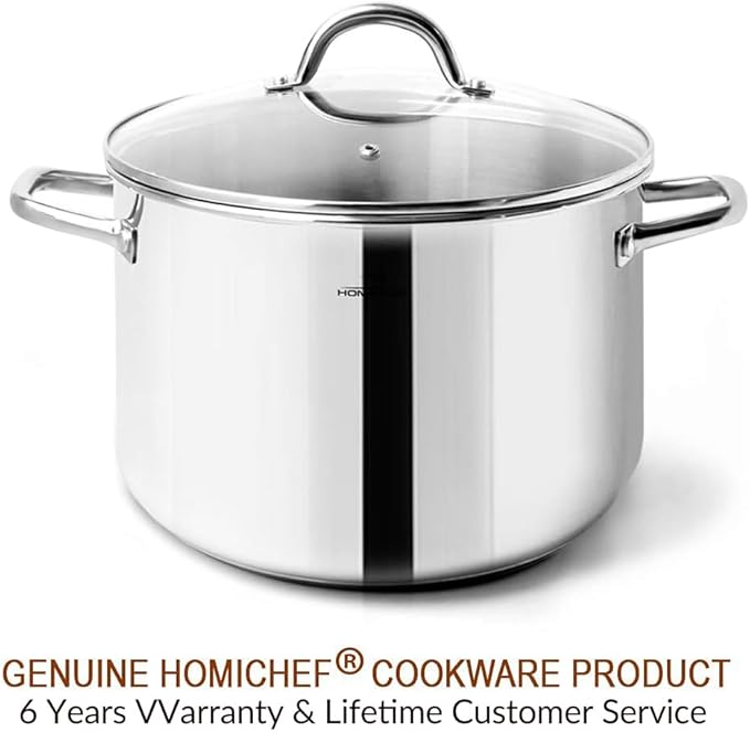 HOMICHEF Small Stock Pot 4 Quart Nickel Free Stainless Steel - Small 4Qt Stockpot With Glass Lid - Soup Pot Cooking Pot 4 Quart - Image 7