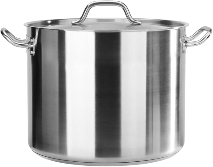 New Star Foodservice 32 Qt Stainless Steel Stock Pot with Cover, 18/8 Stainless Steel
