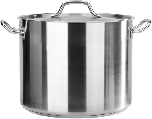 New Star Foodservice 32 Qt Stainless Steel Stock Pot with Cover, 18/8 Stainless Steel