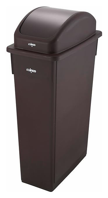 Winco Slender Trash Can, 23-Gallon, Brown - Image 2
