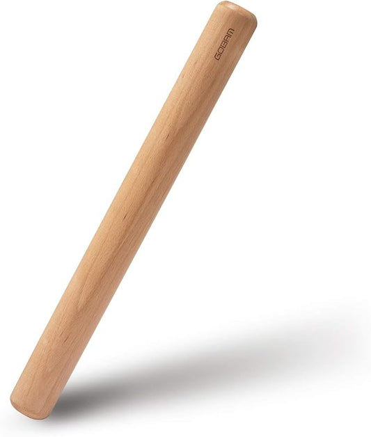 GOBAM Wood Rolling Pin, Extra Large - Dough Roller for Pasta, Cookies, Pie, Pizza, Chapati, Fondant, Rolling Pins for Baking, Bread Making Tools and Supplies - 15.8 x 1.6 Inches by GOBAM
