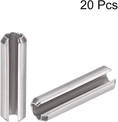uxcell Slotted Spring Pin - M4 x 10mm 304 Stainless Steel Split Spring Roll Dowel Pins Plain Finish 20Pcs