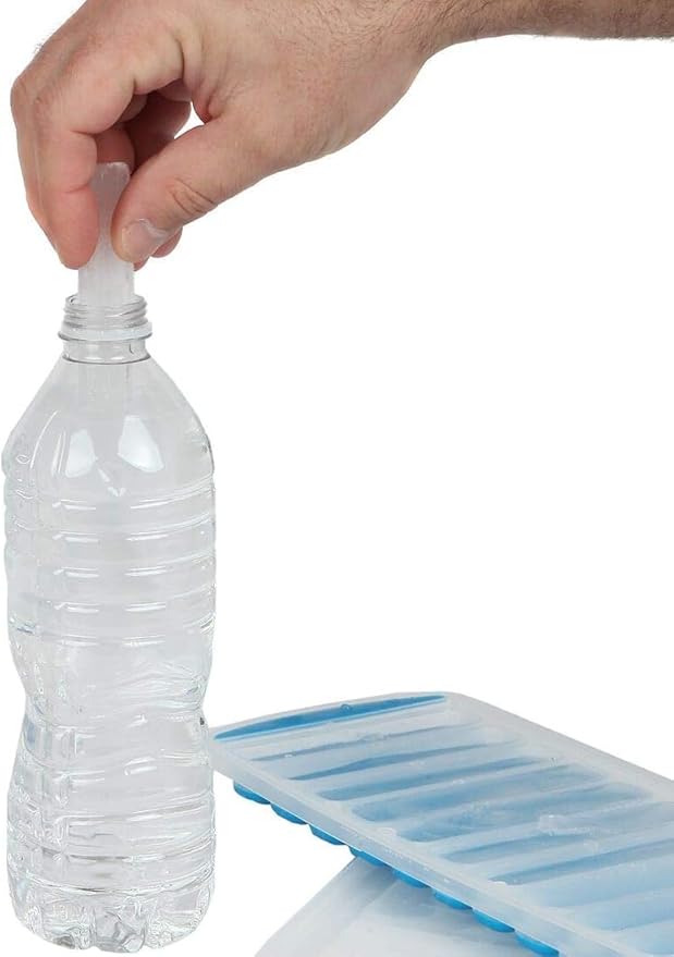 Water Bottle Silicone Ice Cube Tray by Lily's Home - 3-Piece Quick-Freeze Ice Trays with 10 Ice Cube Slots – Silicone Ice Cube Tray Set Makes 30 Ice Cubes, With Lids - Image 9