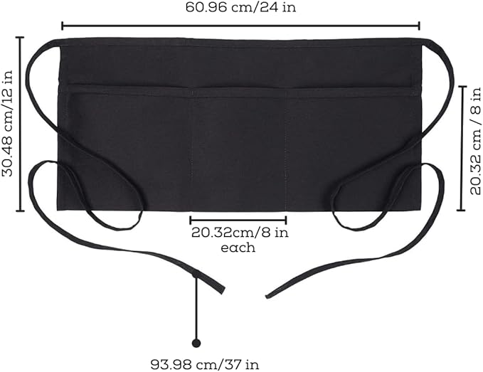 Avalon Kitchen Server Aprons with 3 Pockets, 100% Polyester Waist Apron with Pockets, 24x12 Inche Waitress Apron with Pockets - Image 5