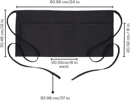 Avalon Kitchen Server Aprons with 3 Pockets, 100% Polyester Waist Apron with Pockets, 24x12 Inche Waitress Apron with Pockets - Image 5