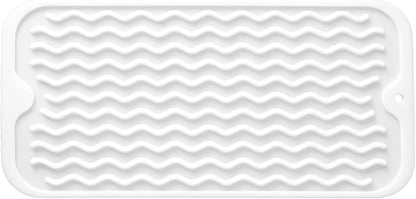 Silicone Dish Drying Mat for Multiple Usage, Easy clean, Eco-friendly, Heat-resistant Dish Drainer Mat for Kitchen Counter,Sink,Refrigerator or Drawer liner (12" x 6", White) by MODENGKONGJIAN