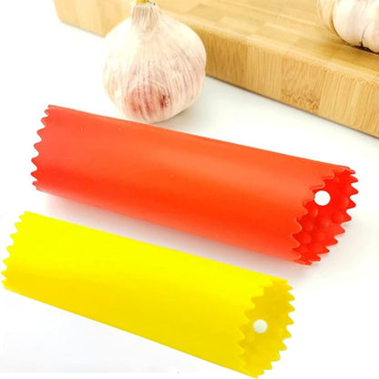 2 Set Silicone Garlic Peeler Easy Roller Tube Useful Garlic Odorfree Kitchen Tool (Red,Yellow) - Image 3