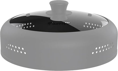 Microwave Cover for Food, Silicone and Glass Splatter Guard Lid for 6–7–8–9-10-11-12 inch Plates & Bowls. By EZY ACTIVE (Gray)