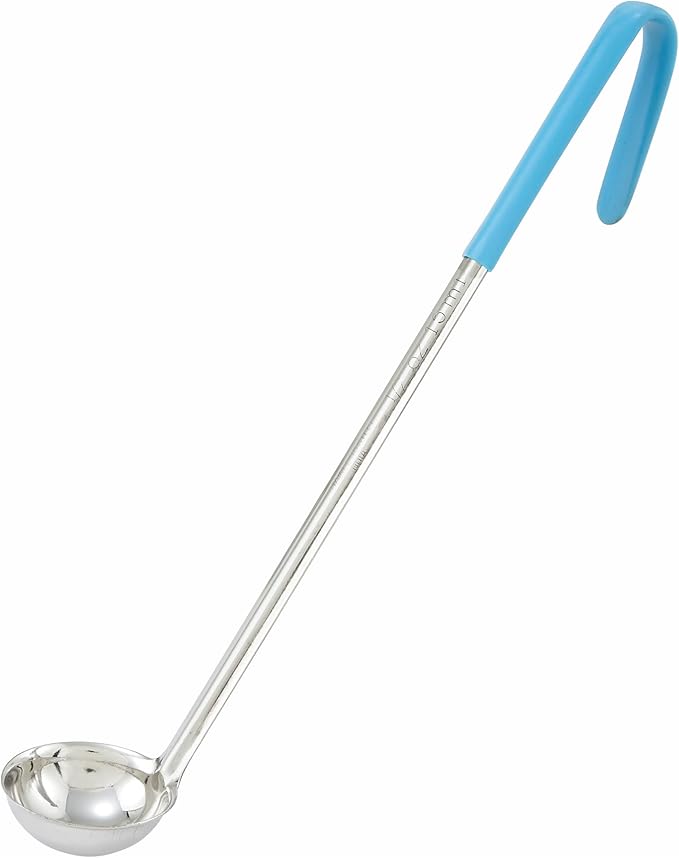 Winco Stainless Steel Ladle with Teal Handle, 1/2-Ounce by Winco