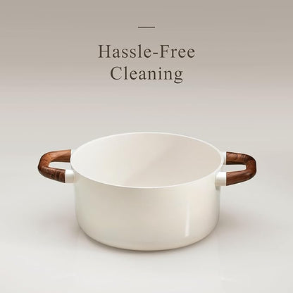 CAROTE 5QT Nonstick Stock Pot with Lid, 5 Quart Casserole with Ladle, Even Heating Stockpot, Fits All Stoves, Non Stick Big Cooking Pots PFOA Free, White - Image 4