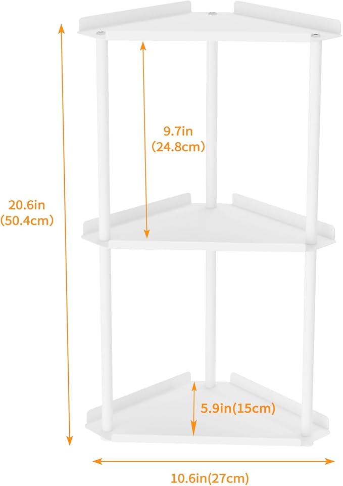 Jesginboo 3 Tier Bathroom Counter Organizer, Vanity Organizer Corner Shelf, Skincare, Makeup Countertop Organizers, Kitchen, Bathroom Counter Storage, White - Image 3
