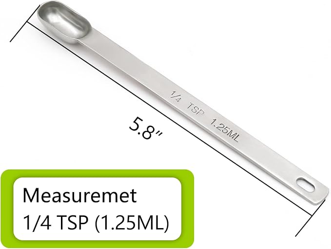 3PCS 1/4tsp (1.25ml) Single Measuring Spoon, Stainless Steel Long Handle Individual Teaspoons Only - Image 2