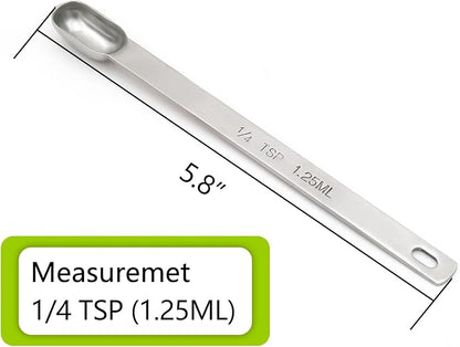 3PCS 1/4tsp (1.25ml) Single Measuring Spoon, Stainless Steel Long Handle Individual Teaspoons Only - Image 2