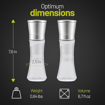 ZOLMER® Premium Stainless Steel Salt and Pepper Grinder Set manual | Adjustable Ceramic Grinder for Salt and Pepper, Chili and more - Big Silver [No Spices Included]