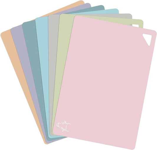 7 Pieces Plastic Flexible Cutting Boards for Kitchen, Non Slip Cutting Mats with Food Icons, Easy-Grip Handles, BPA- Free, 15"x12" by CHEODIN