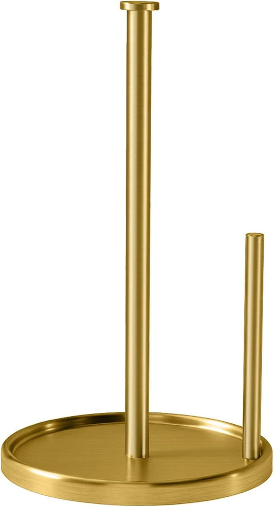 Paper Towel Holder Countertop, Standing Paper Roll Holder with Anti Slip Weighted Base, Stainless Steel Freestanding Paper Towel Holder for Kitchen, Gold by STWWO