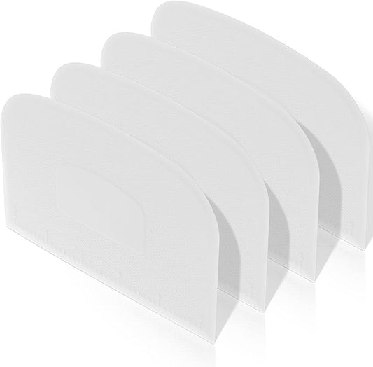 Queekay 4 Pcs Plastic Dough Scraper Flexible Dough Cutter Bench Scraper for Baking Spatula Kitchen Multipurpose Food Tools for Bread Cake