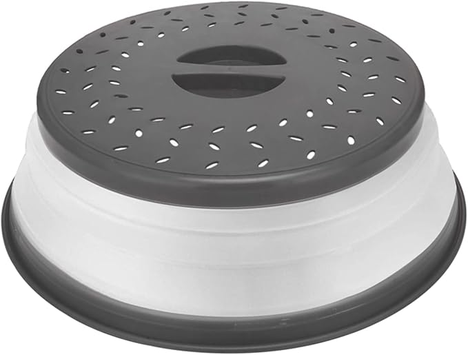 Microwave Cover for Food, Collapsible Microwave Splatter Cover Made of TPR Dishwasher-Safe BPA Free Grey