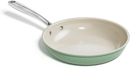 Redchef Nonstick Frying Pan Skillet, Ceramic Non-Stick Saute Pans, 9.5 inch Cooking Fry Pan with Stay Cool Handle, All Stovetops, Dishwasher/Oven Safe, PFAS-Free, Non Toxic (Green) by Redchef