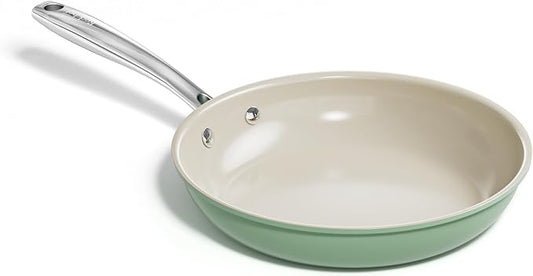 Redchef Nonstick Frying Pan Skillet, Ceramic Non-Stick Saute Pans, 9.5 inch Cooking Fry Pan with Stay Cool Handle, All Stovetops, Dishwasher/Oven Safe, PFAS-Free, Non Toxic (Green) by Redchef