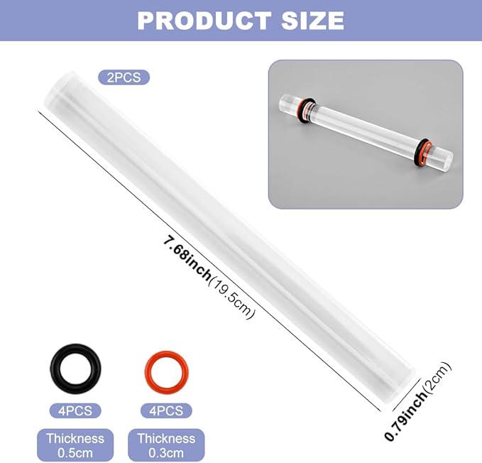 Polymer Clay Roller Tools,2Pcs Clay Rolling Pin,Acrylic Rolling Pin with Thickness Rings,Acrylic Roller,Clear Roller Supplies for DIY Pottery Craft Modeling Shaping(19.5x2cm)