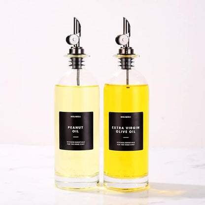 Molimoli Oil and Vinegar Dispenser with Metal Pour Spout, Weighted Pourer, Glass Bottle Dispenser for Kitchen, Olive Oil Cruet, Glass Olive Oil Bottle | 500ml, Set of 2 - Image 7