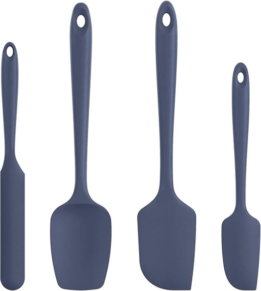 Heat Resistant Silicone Spatula Set: U-Taste 600ºF High Temp Seamless Food Grade Food Grade Flexible Rubber Silicon Kitchen Cooking Mixing Baking Scraper for Nonstick Cookware Set of 4 (Midnight Blue) by U-Taste