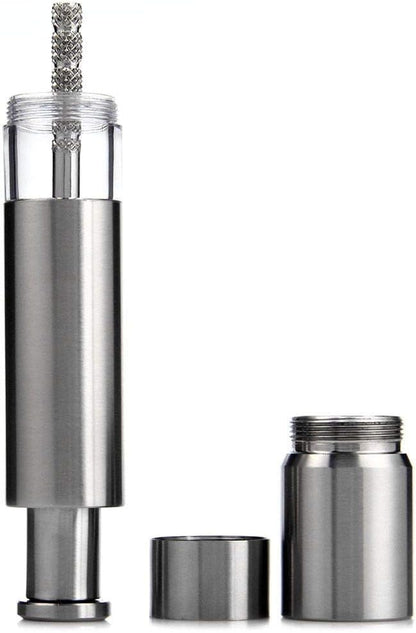 Salt and Pepper Grinder Set of 2,Stainless Steel Push Button Grinder Modern Design Thumb Grinder, for Black Pepper, Sea Salt and Himalayan Salt, Spice and Salt