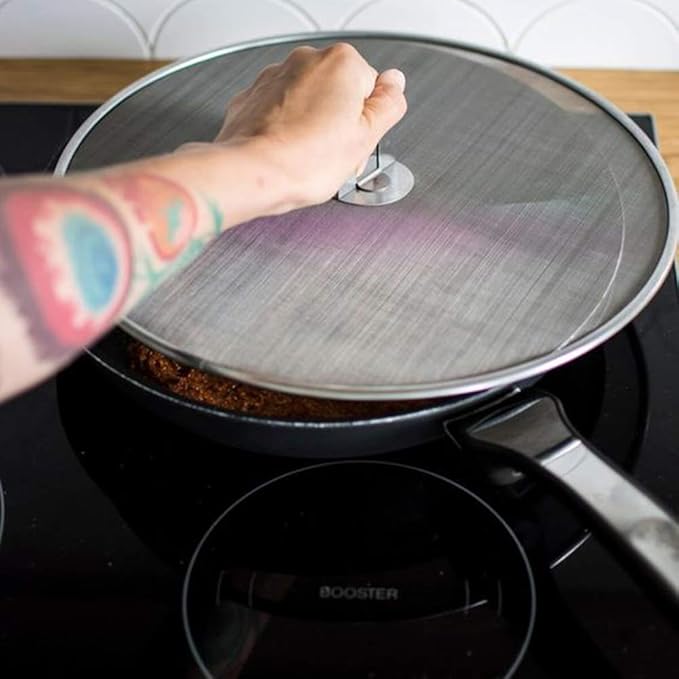 Antallcky 3 Pack Grease Splatter Screen for Frying Pan with Fold Flat Knob-Grease Splatter Guard Shield-No Cooking Oil Mess–No Burns–Ultra Fine Mesh Lids-Rust Free Stainless Steel- 9.8,11.5,13 Inch - Image 4