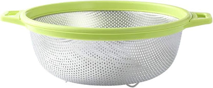 HiramWare Stainless Steel Colander With Handle and Legs, Large Metal Green Strainer for Pasta, Spaghetti, Berry, Veggies, Fruits, Noodles, Salads, 5-quart 10.5” Kitchen Mesh Colander, Dishwasher Safe - Image 6