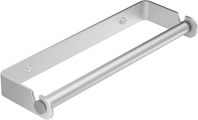 Under Cabinet Paper Towel Holder, Adhesive or Drill Mount Paper Towel Holder, Wall Mount Paper Towel Holders for Kitchen or Bathroom (Silver) by PEDORUBY