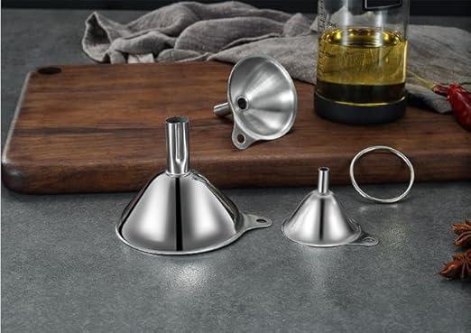 3PCS Kitchen Funnels Set,Stainless Metal Funnel for Filling Bottles - Tiny Small Medium Large for Essential Oils,Spice, Cooking,Powder,Flask，Perfume,Dry Ingredients Powde (Silver) - Image 9