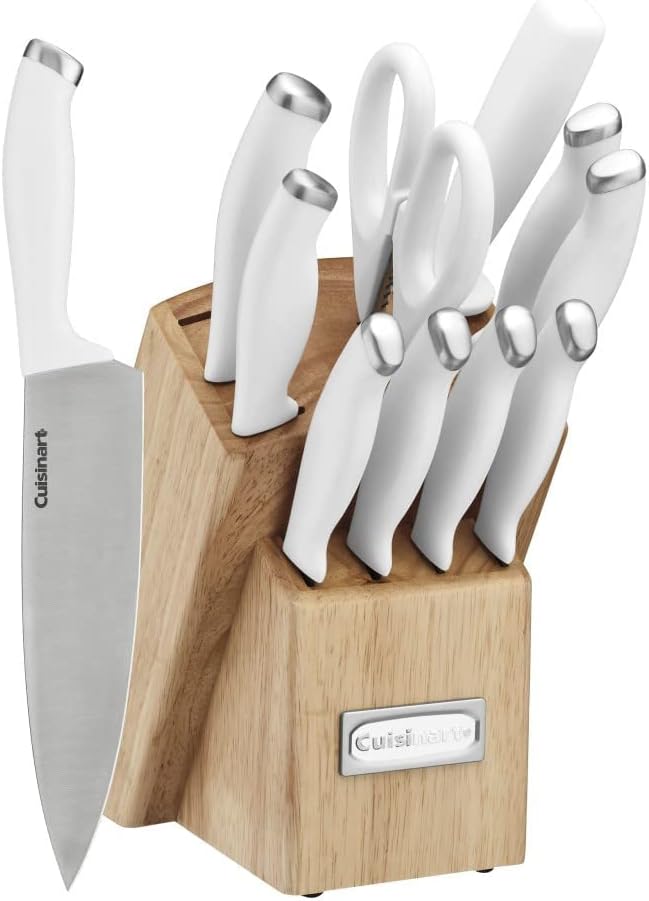 Cuisinart Block Knife Set, 12pc Cutlery Knife Set with Steel Blades for Precise Cutting, Lightweight, Stainless Steel, Durable & Dishwasher Safe, C77SSW-12P by Cuisinart
