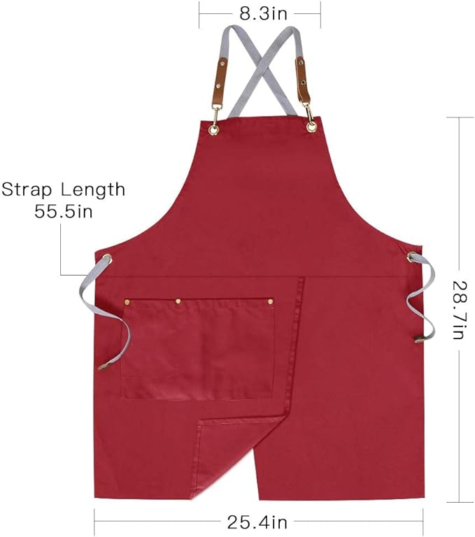 Mignongirl Crossback Apron with Pockets x2,Split Apron with Adjustable Straps,M-XXL - Image 8