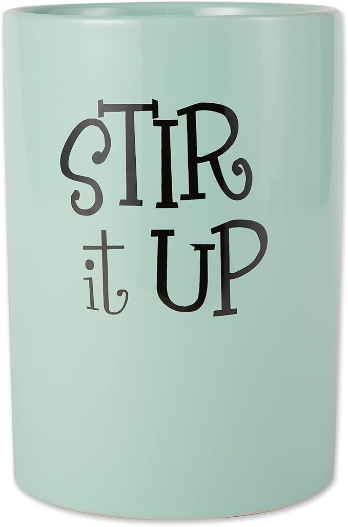 DII Kitchen Accessories Retro Collection, Ceramics, Utensil Holder, Aqua by DII