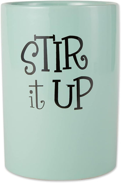 DII Kitchen Accessories Retro Collection, Ceramics, Utensil Holder, Aqua by DII