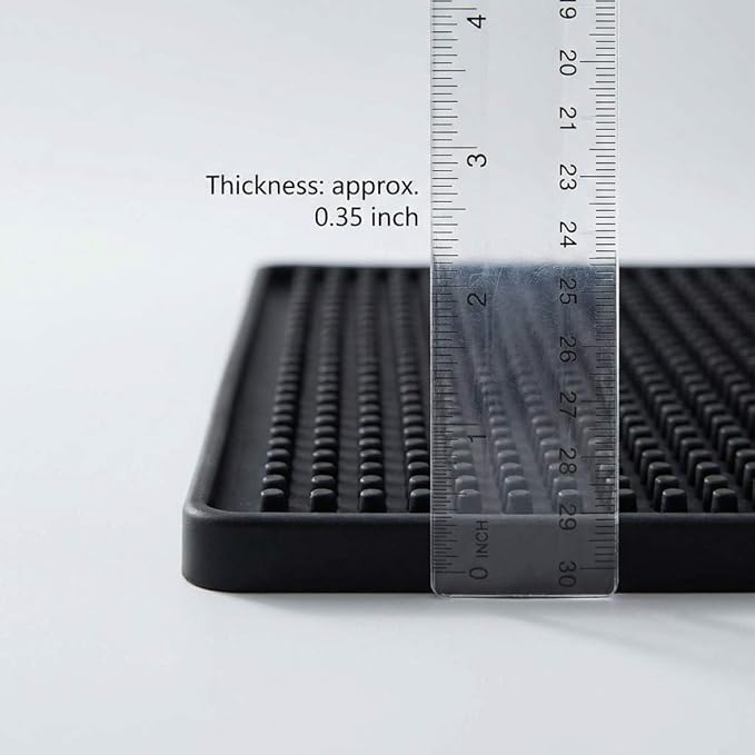 QWORK 12"x6" Black Rubber Bar Mat – 6 Pack Non-Slip Drainage Pad for Coffee Stations, Home Bars & Kitchens - Image 3