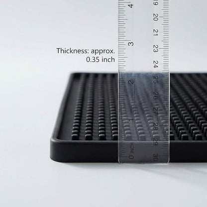 QWORK 12"x6" Black Rubber Bar Mat – 6 Pack Non-Slip Drainage Pad for Coffee Stations, Home Bars & Kitchens - Image 3
