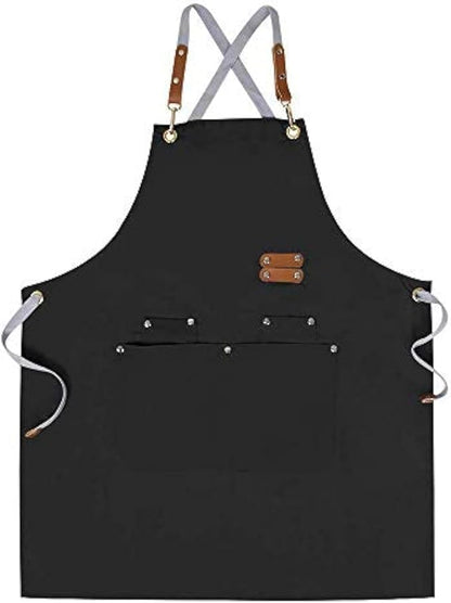 Mignongirl Chef Apron-Cross Back Apron for Men Women with Adjustable Straps and Large Pockets,Canvas,M-XXL,Black by Mignongirl