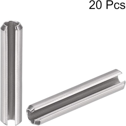 uxcell Slotted Spring Pin - M4 x 50mm 304 Stainless Steel Split Spring Roll Dowel Pins Plain Finish 20Pcs