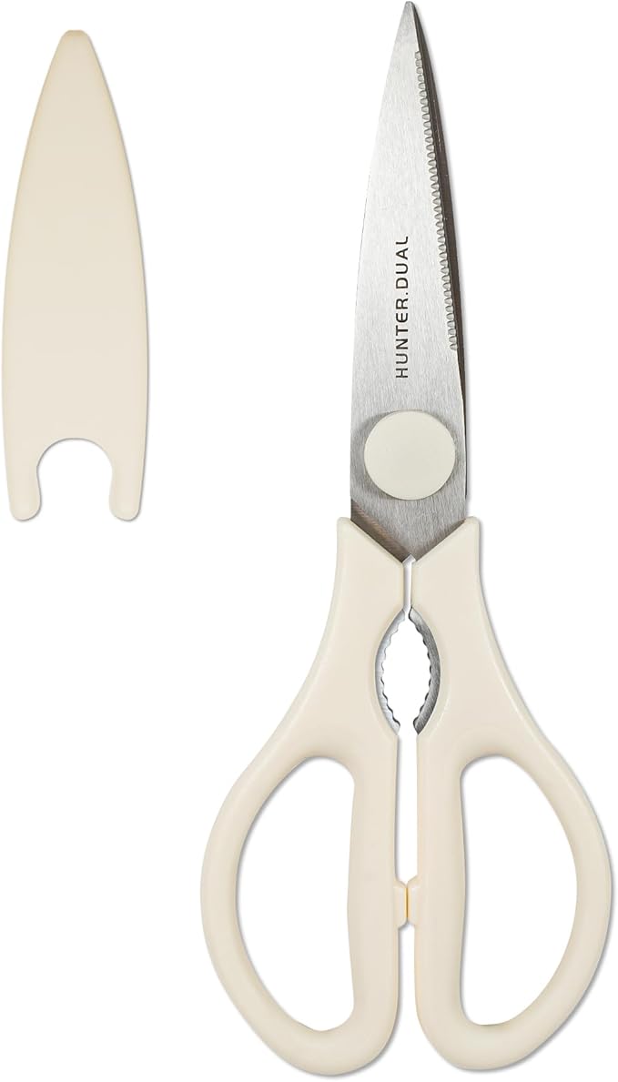 Kitchen Scissors for Food, HUNTER.DUAL Heavy Duty Come Apart Poultry Shears for Cooking, All Purpose for Cutting Chicken, Meat, Fish & Vegetables (Cream, 8.35 Inch) by HUNTERDUAL